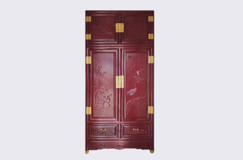 怀化高端中式家居装修深红色纯实木衣柜